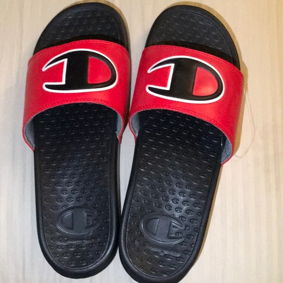 Champion Red Black Slides Size Mens 